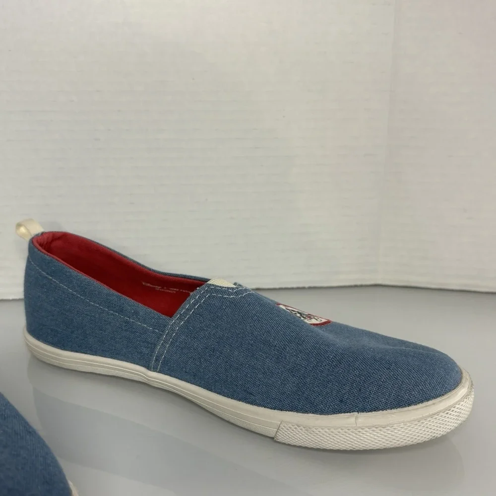 Disney Shoes Youth 5 Girls Mickey Mouse Comfort Slip On Loafer Blue Canvas